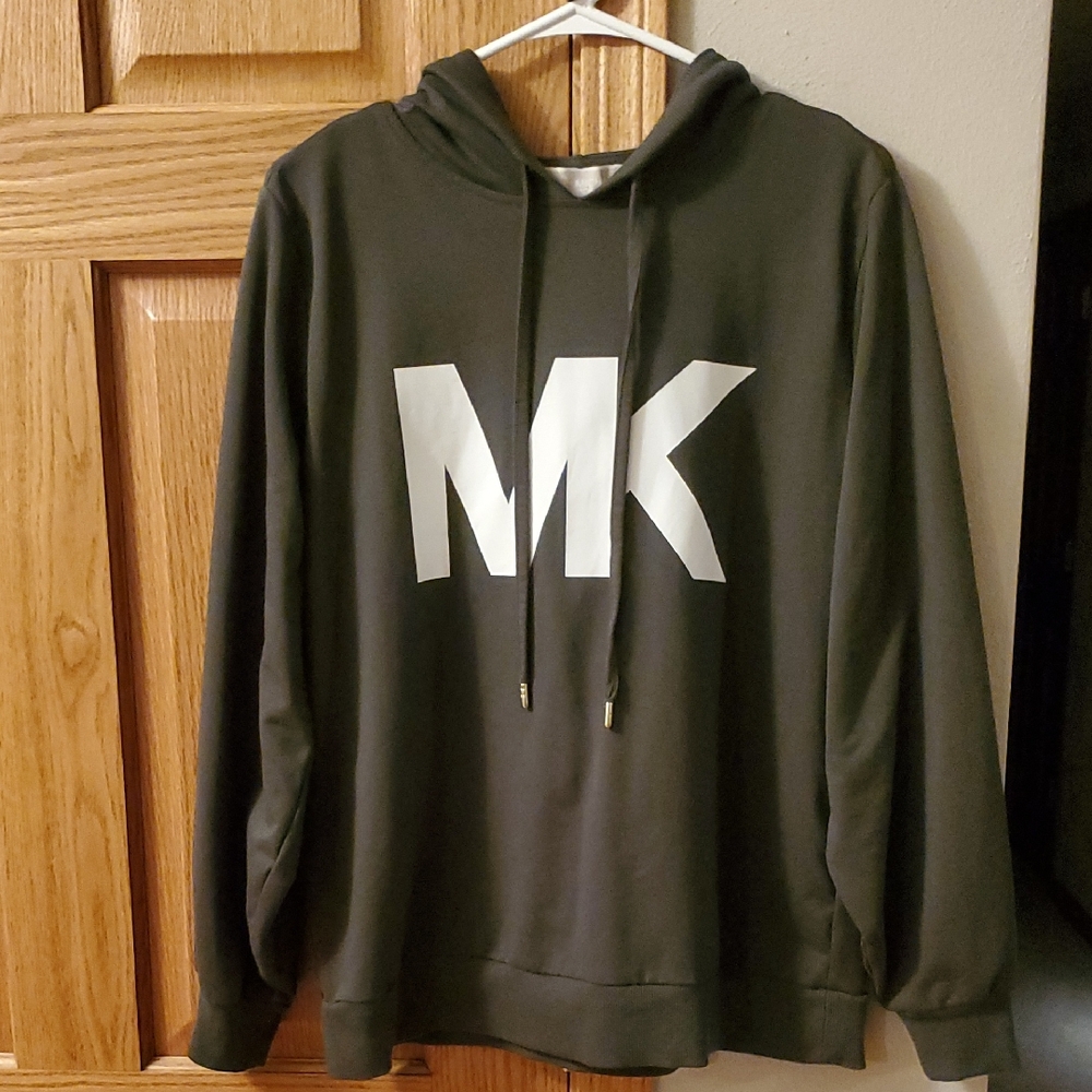Michael Kors Women's Olive Green Medium Logo Oversized Hoodie Sweatshirt